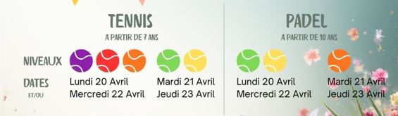 Stage avril 2026 niveaux